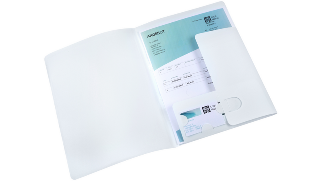Offertemap Oxford A4 met insteektas 2 kleppen 0.5mm PP wit