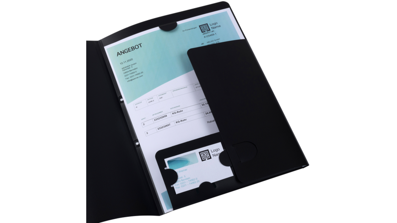 Offertemap Oxford A4 met insteektas 2 kleppen 0.5mm PP zwart