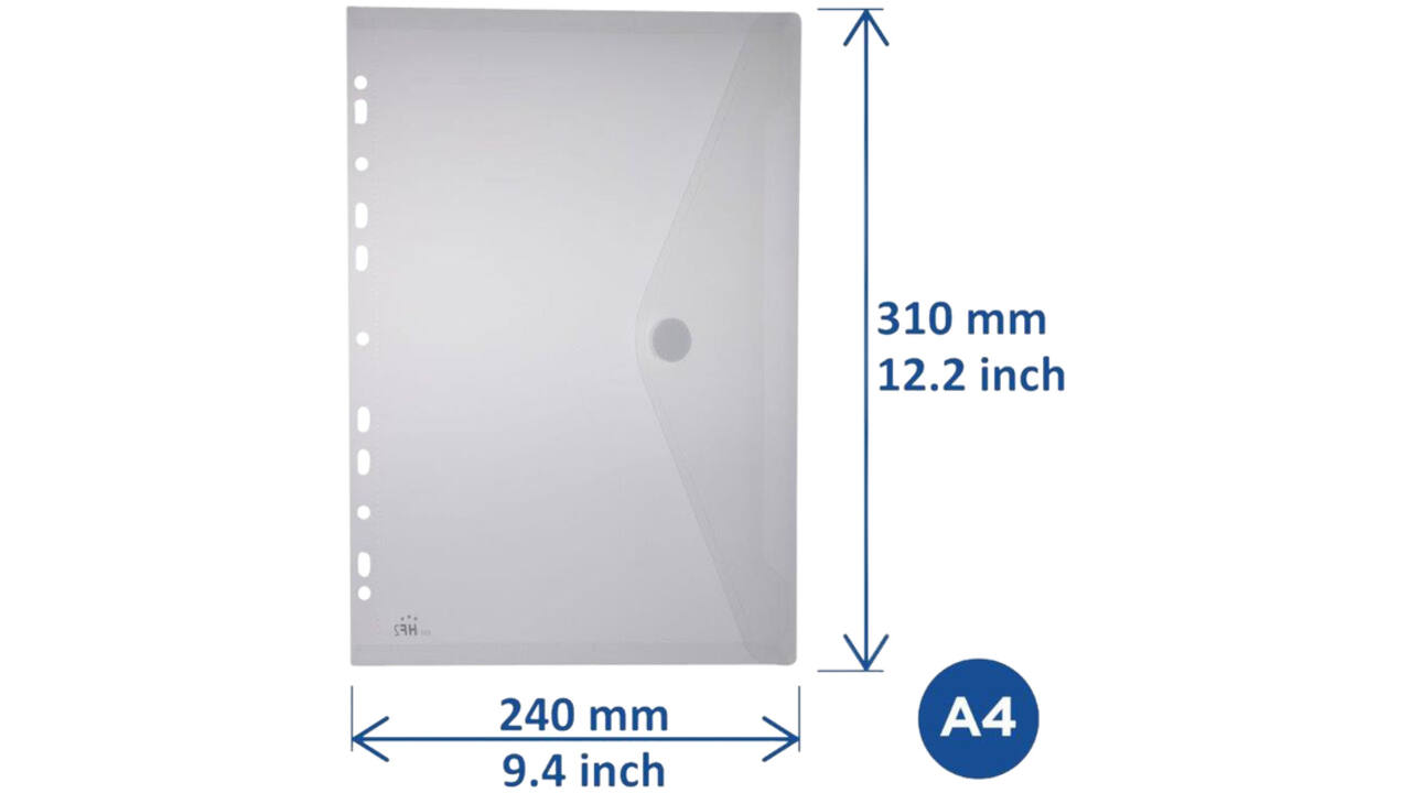 Enveloptas HF2 A4 240x310mm 11-gaats PP transparant wit