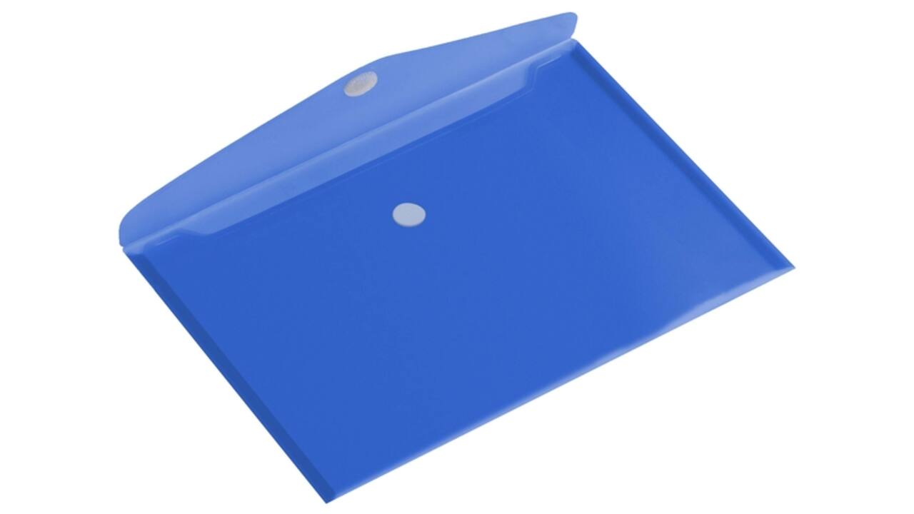 Enveloptas HF2 A4 335x240mm dwars PP transparant blauw