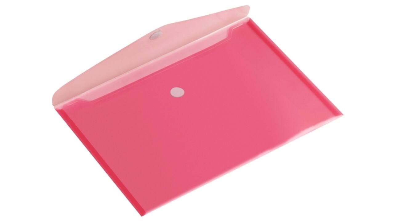 Enveloptas HF2 A4 335x240mm dwars PP transparant rood