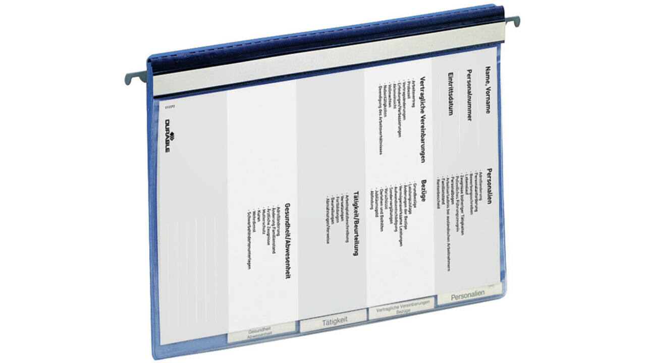 Personeelsmap Durable 5 vakken + hangrail blauw