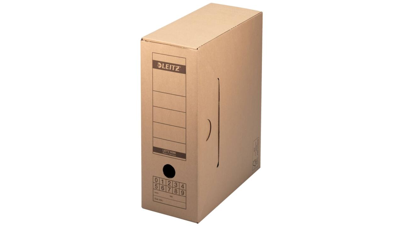 Archiefdoos met deksel Leitz Premium 120x275x325mm natuurbruin