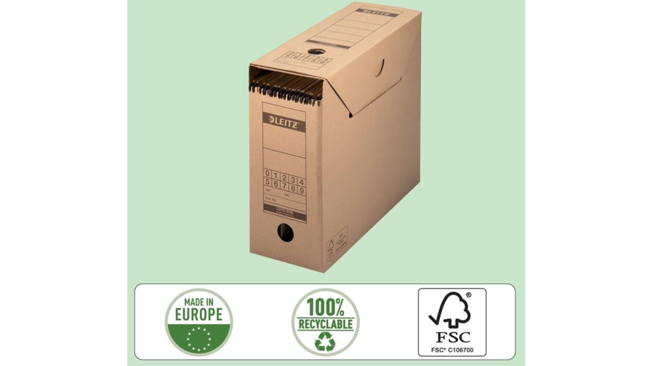 Archiefdoos met deksel Leitz Premium 120x275x325mm natuurbruin