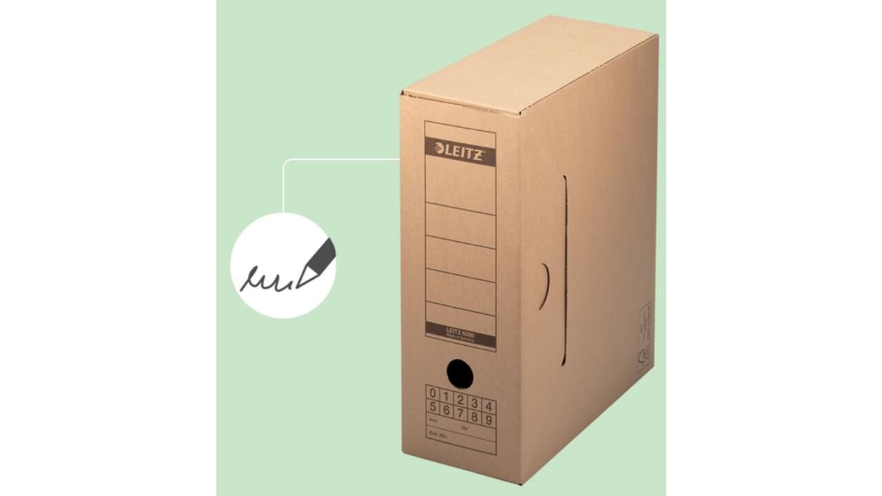 Archiefdoos met deksel Leitz Premium 120x275x325mm natuurbruin