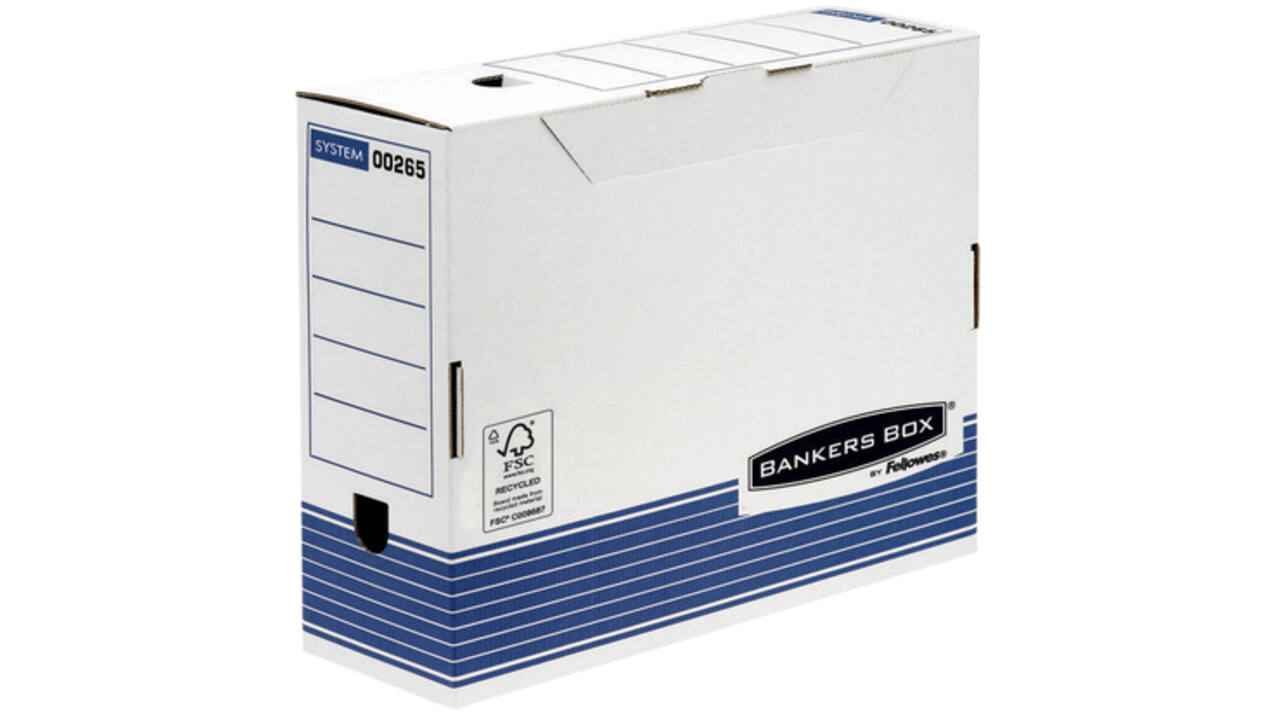 Archiefdoos Bankers Box System A4 100mm wit blauw