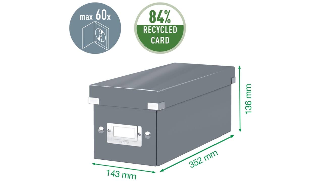 Cd box Leitz WOW Click & Store 143x136x352mm wit