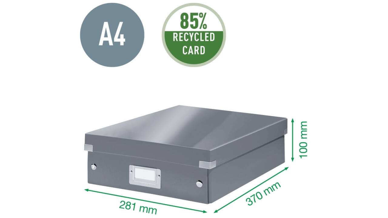 Opbergdoos Leitz Wow Click & Store organiser 280x100x370mm middelgroot zwart