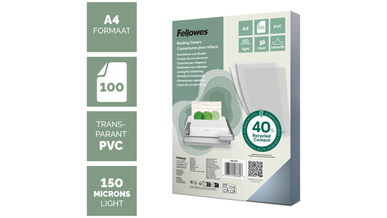 Voorblad Fellowes A4 PVC 150micron 100stuks