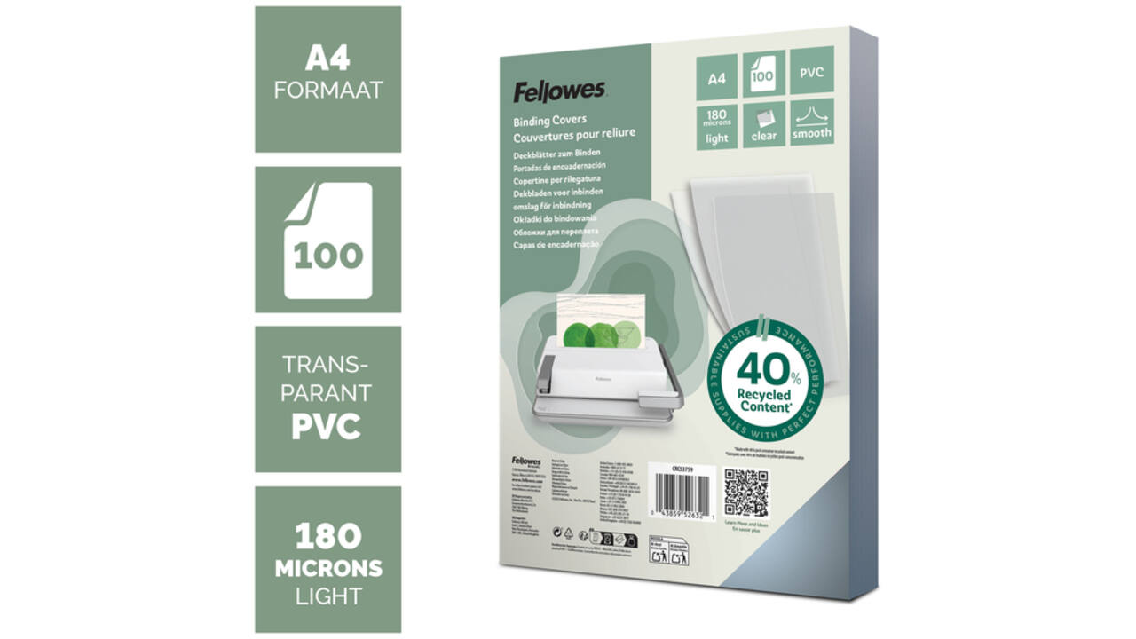 Voorblad Fellowes A4 PVC 180micron 100stuks