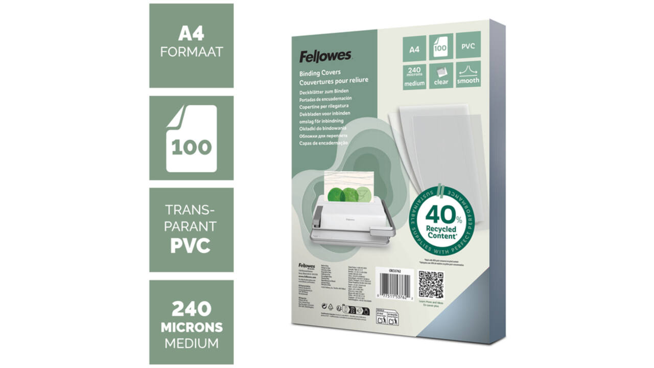 Voorblad Fellowes A4 PVC 240micron 100stuks