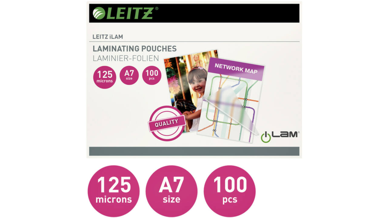 Lamineerhoes Leitz iLAM A7 2x125micron EVA 100 stuks