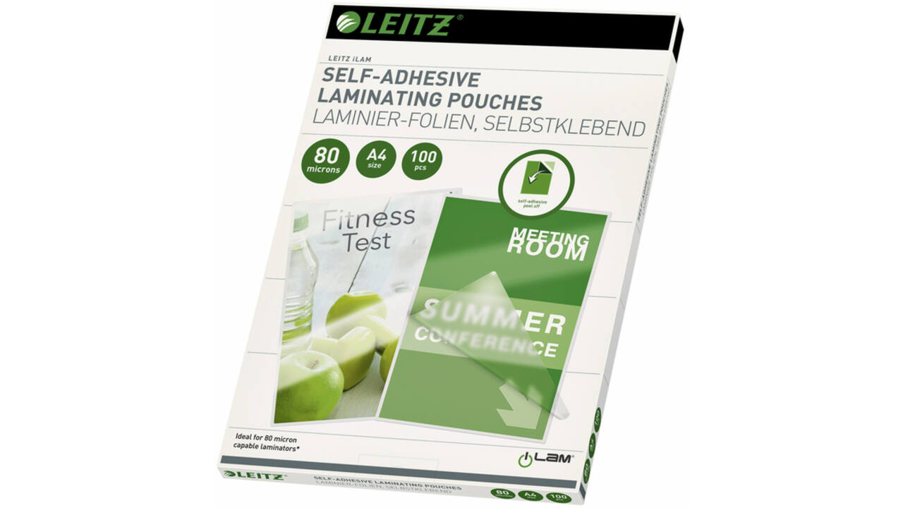 Lamineerhoes Leitz iLAM A4 zelfklevend 2x80micron EVA 100 stuks