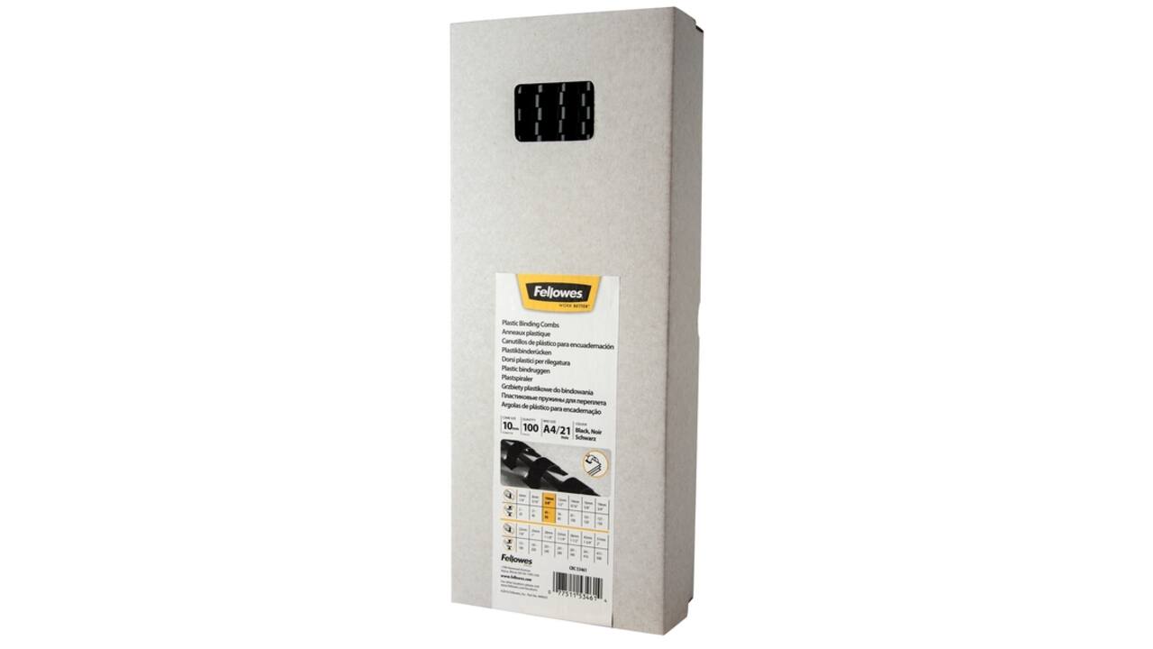 Bindrug Fellowes 10mm 21rings A4 zwart 100stuks