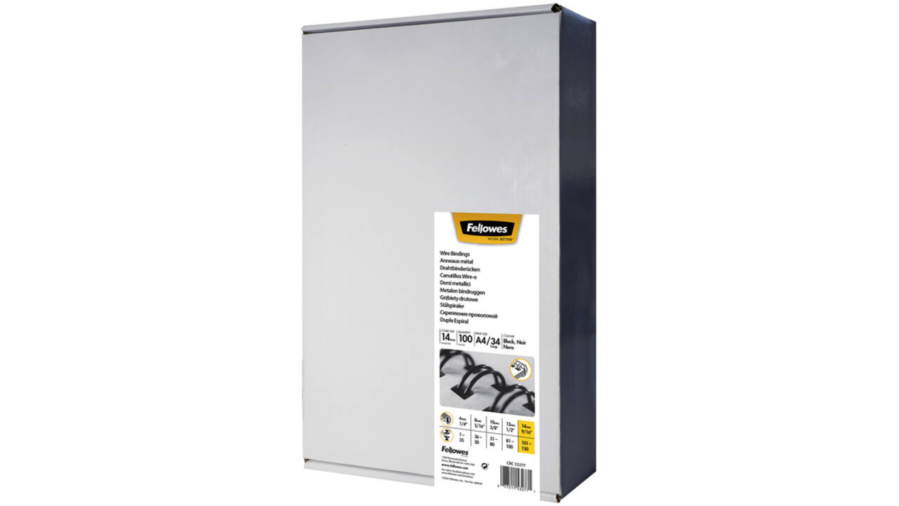 Draadrug Fellowes 14mm 34-rings A4 zilver 100stuks