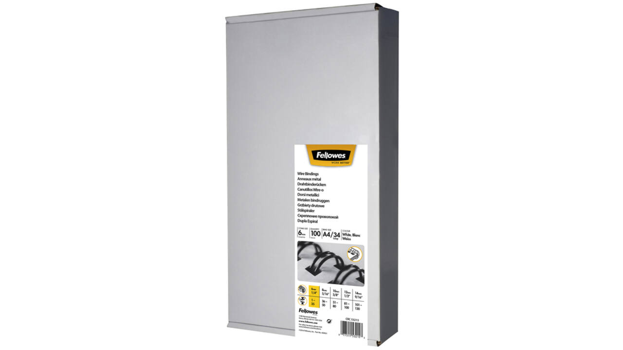 Draadrug Fellowes 6mm 34-rings A4 zilver 100stuks