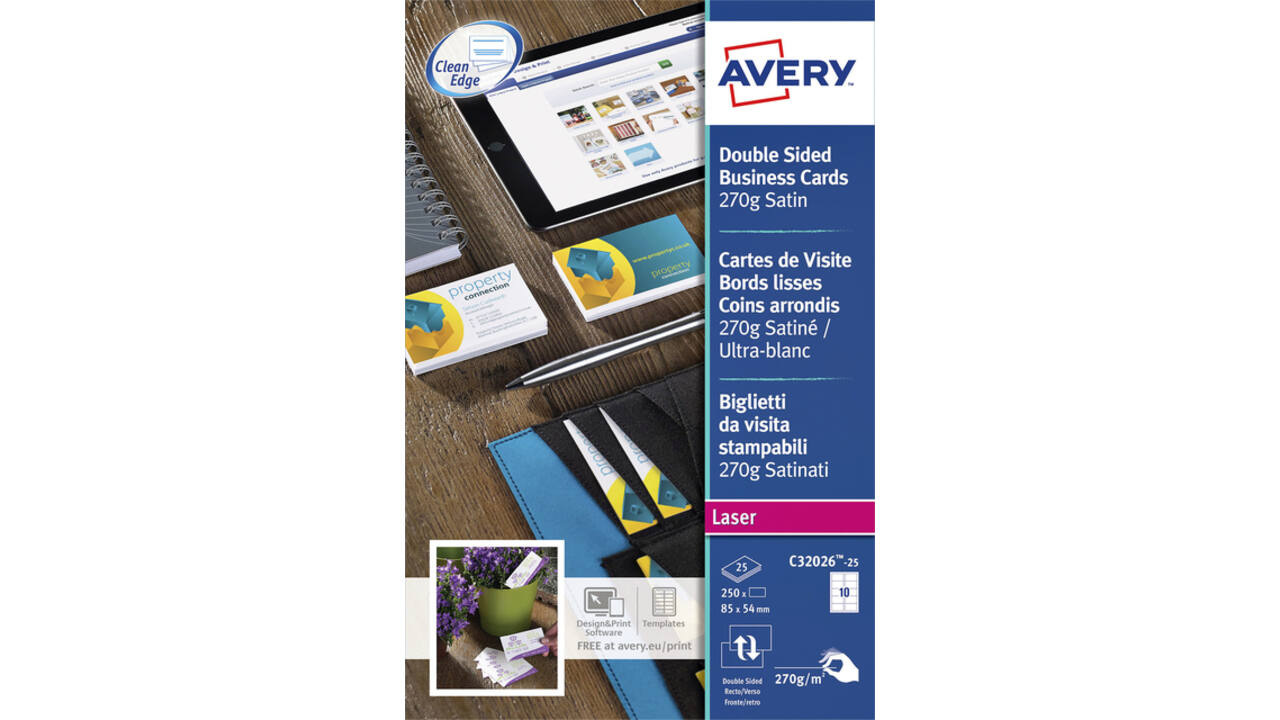 Visitekaart Avery C32026-25 2-zijdig 270gr 250stuks