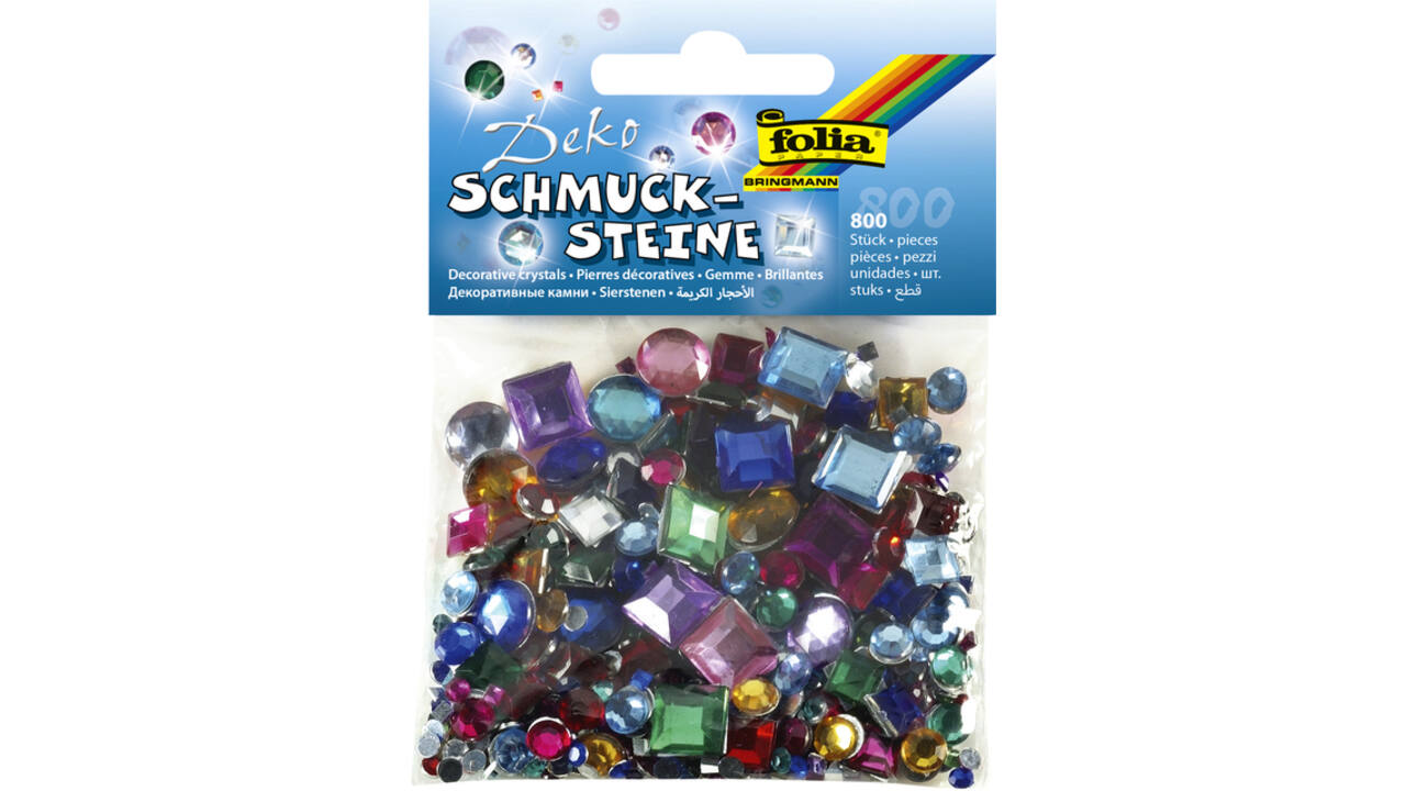 Glitter steentjes Folia 800 stuks diverse kleuren en afmetingen