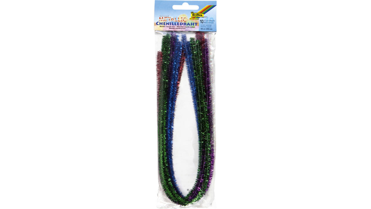 Chenilledraad Folia 50cm 8mm doorsnede 10 stuks metalic assorti