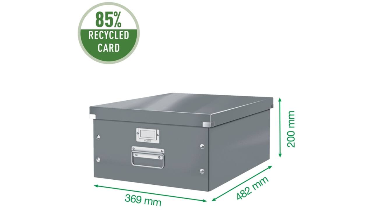 Opbergdoos Leitz WOW Click & Store groot 369x200x482mm zwart