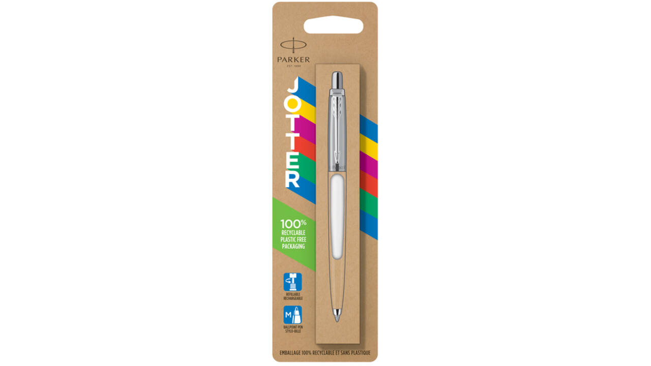 Balpen Parker Jotter Original white CT medium blister à 1 stuk