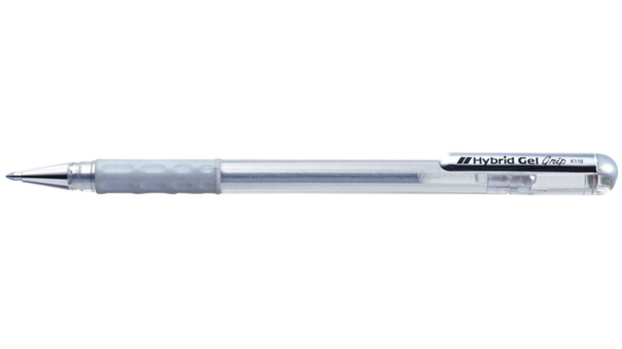 Gelschrijver Pentel K118 Grip medium zilver
