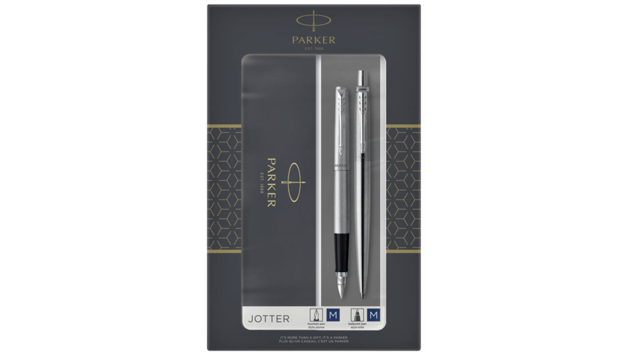 Balpen en vulpen Parker Jotter stainless steel CT medium