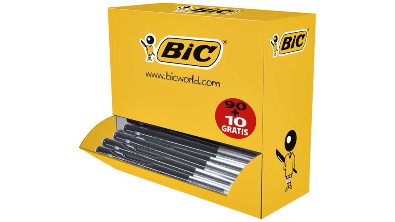 Balpen Bic M10 medium zwart doos à 90+10 gratis