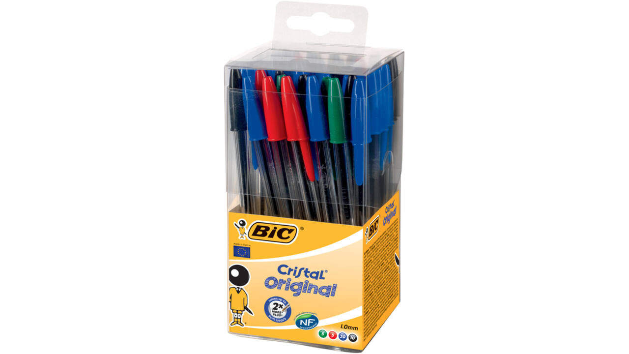 Balpen Bic Cristal medium assorti in tubo verpakking