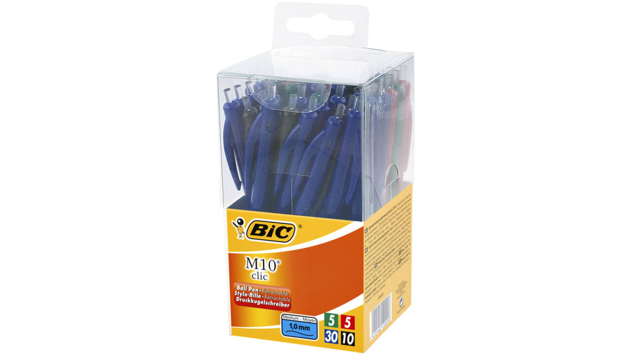Balpen Bic M10 medium assorti in tubo verpakking