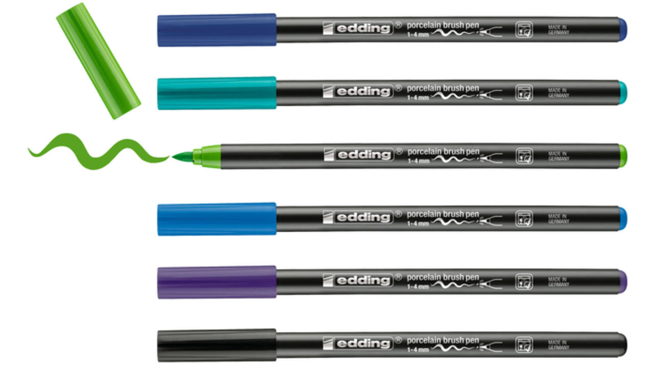 Brushpen edding 4200 porselein koele kleuren etui à 6 stuks