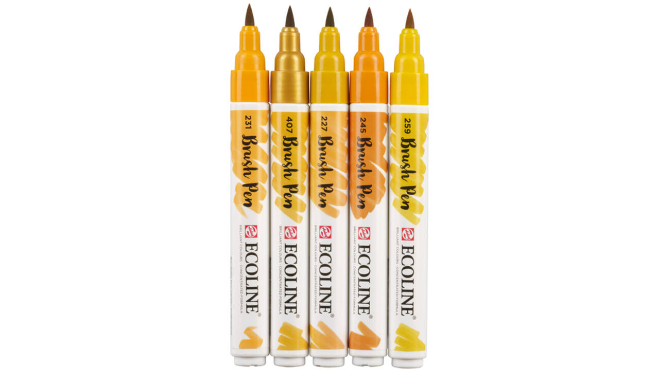 Brushpen Talens Ecoline set-aarde blister à 5 stuks ass