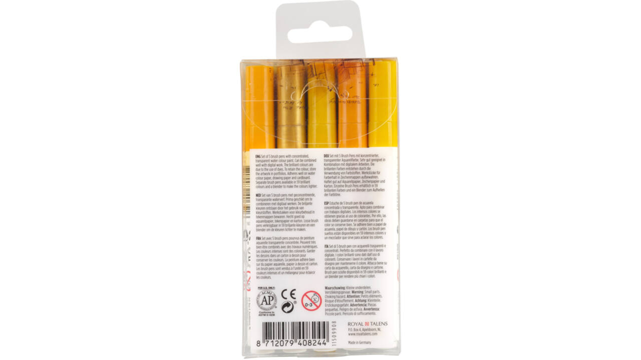 Brushpen Talens Ecoline set-aarde blister à 5 stuks ass