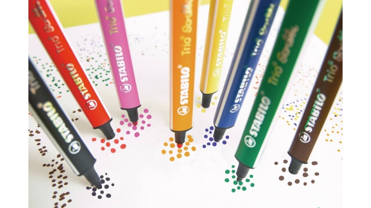 Viltstift STABILO Trio Scribbi 368/14 assorti etui à 14 stuks
