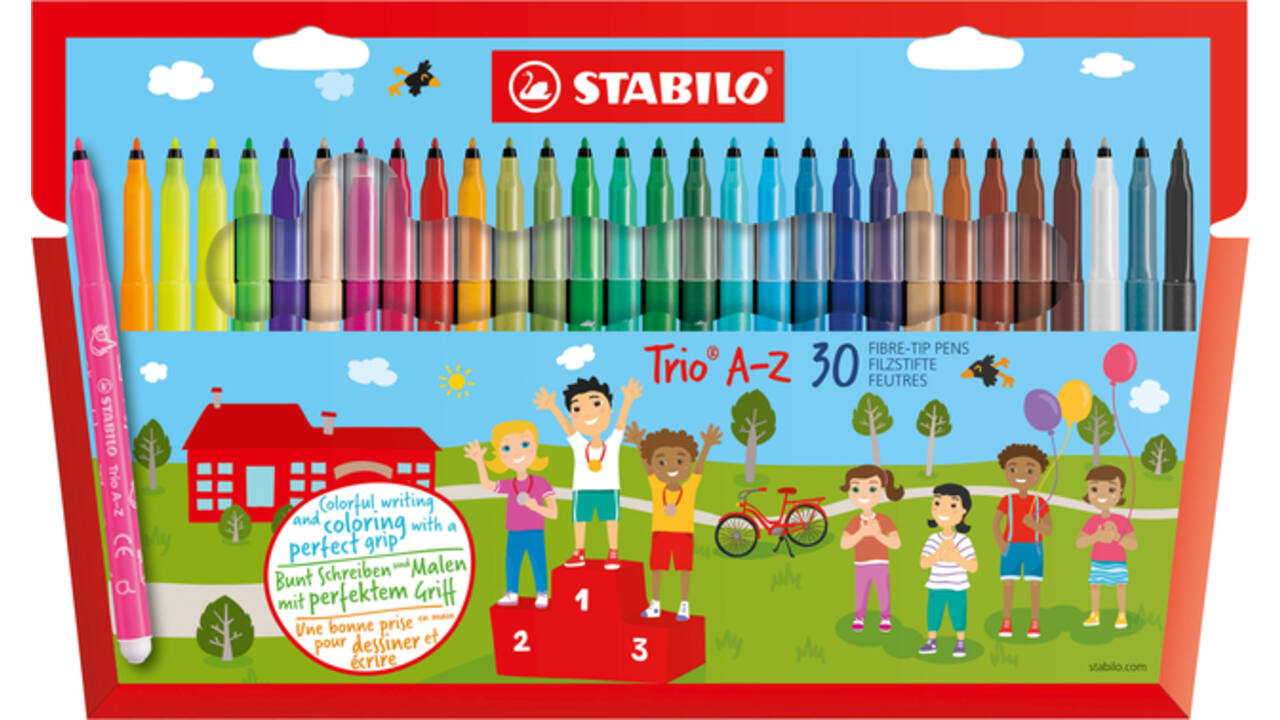Viltstift STABILO Trio A-Z 378/30 assorti etui à 30 stuks