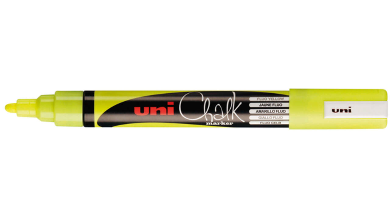 Krijtstift Uni-ball chalk rond 1.8-2.5mm fluor geel