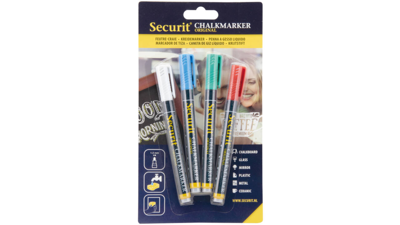 Krijtstift Securit SMA-100 rond ass 1-2mm blister à 4st