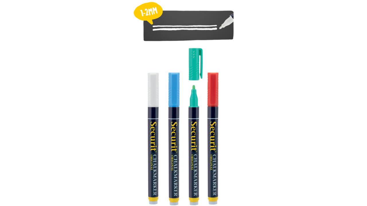 Krijtstift Securit SMA-100 rond ass 1-2mm blister à 4st
