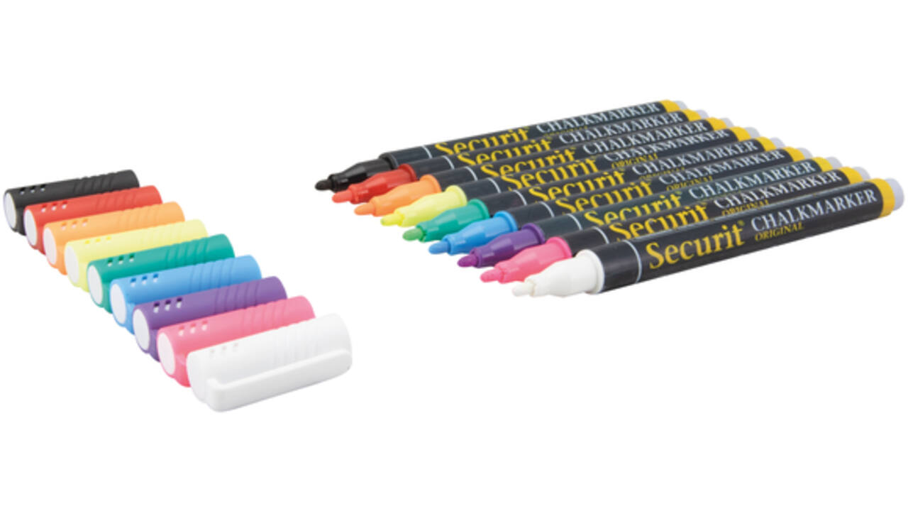 Krijtstift Securit SMA-100 rond ass 1-2mm blister à 7st