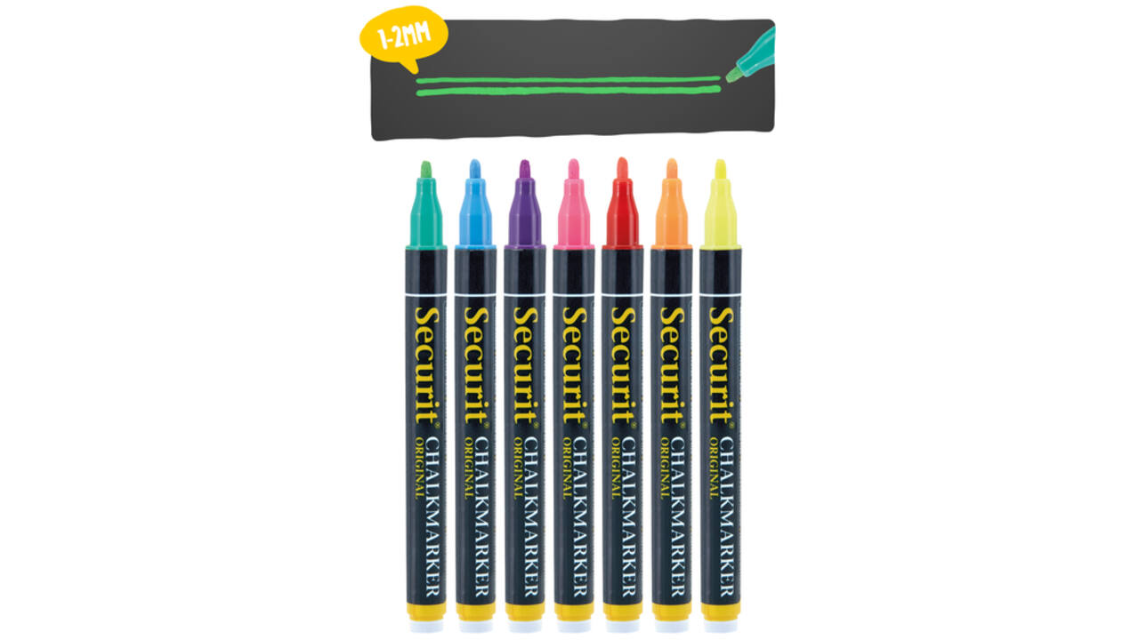 Krijtstift Securit SMA-100 rond ass 1-2mm blister à 7st