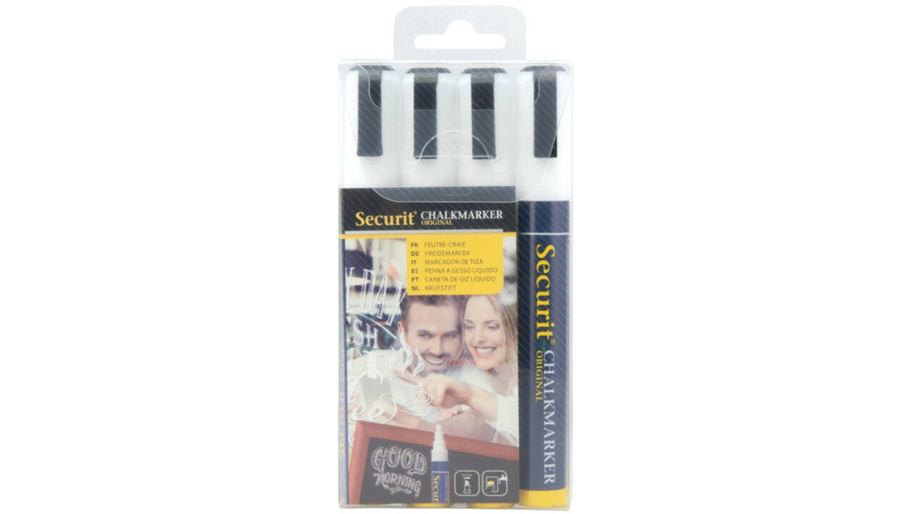 Krijtstift Securit SMA-510 schuin wit 2-6mm blister à 4st