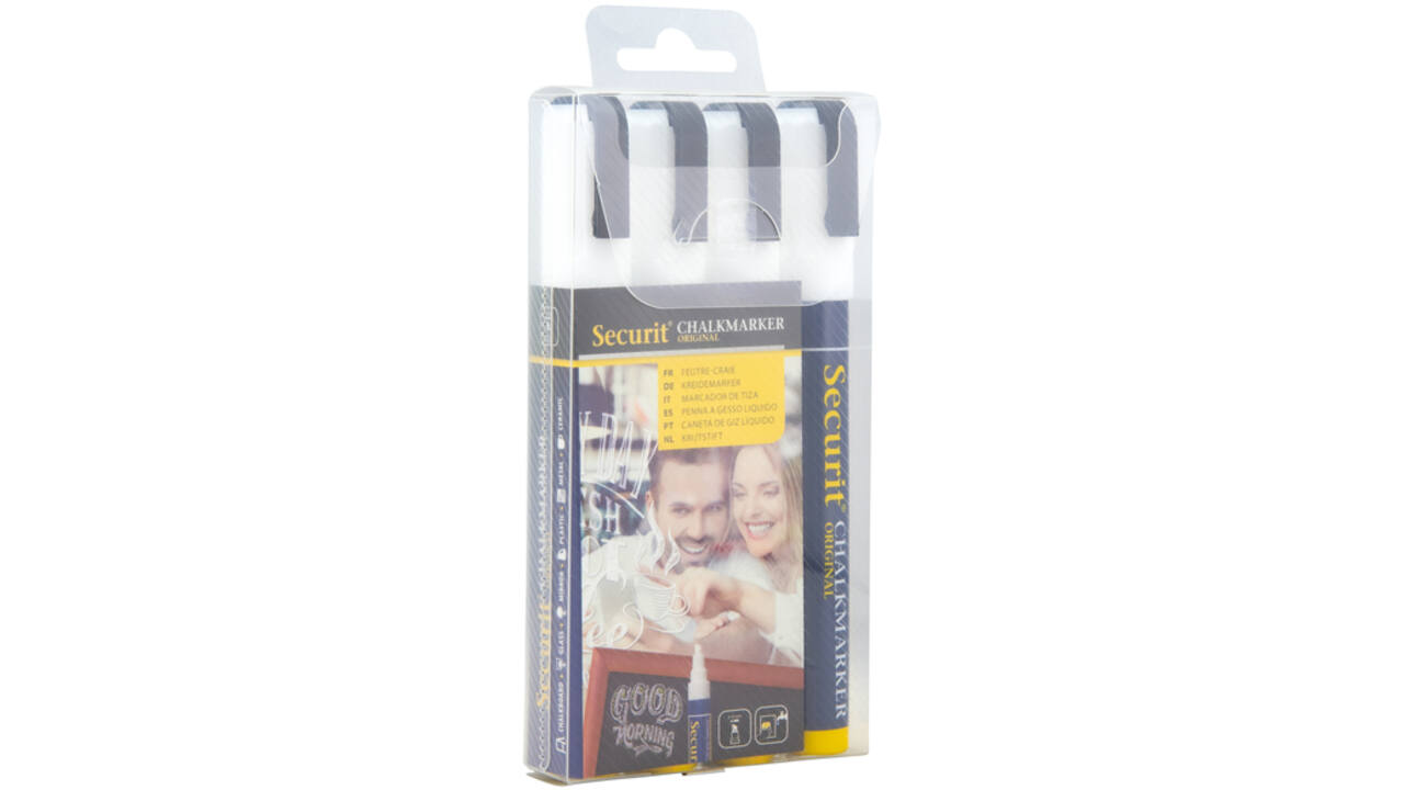 Krijtstift Securit SMA-510 schuin wit 2-6mm blister à 4st