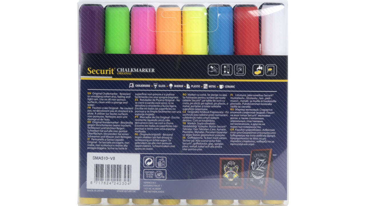 Krijtstift Securit SMA-510 schuin ass 2-6mm blister à 8st