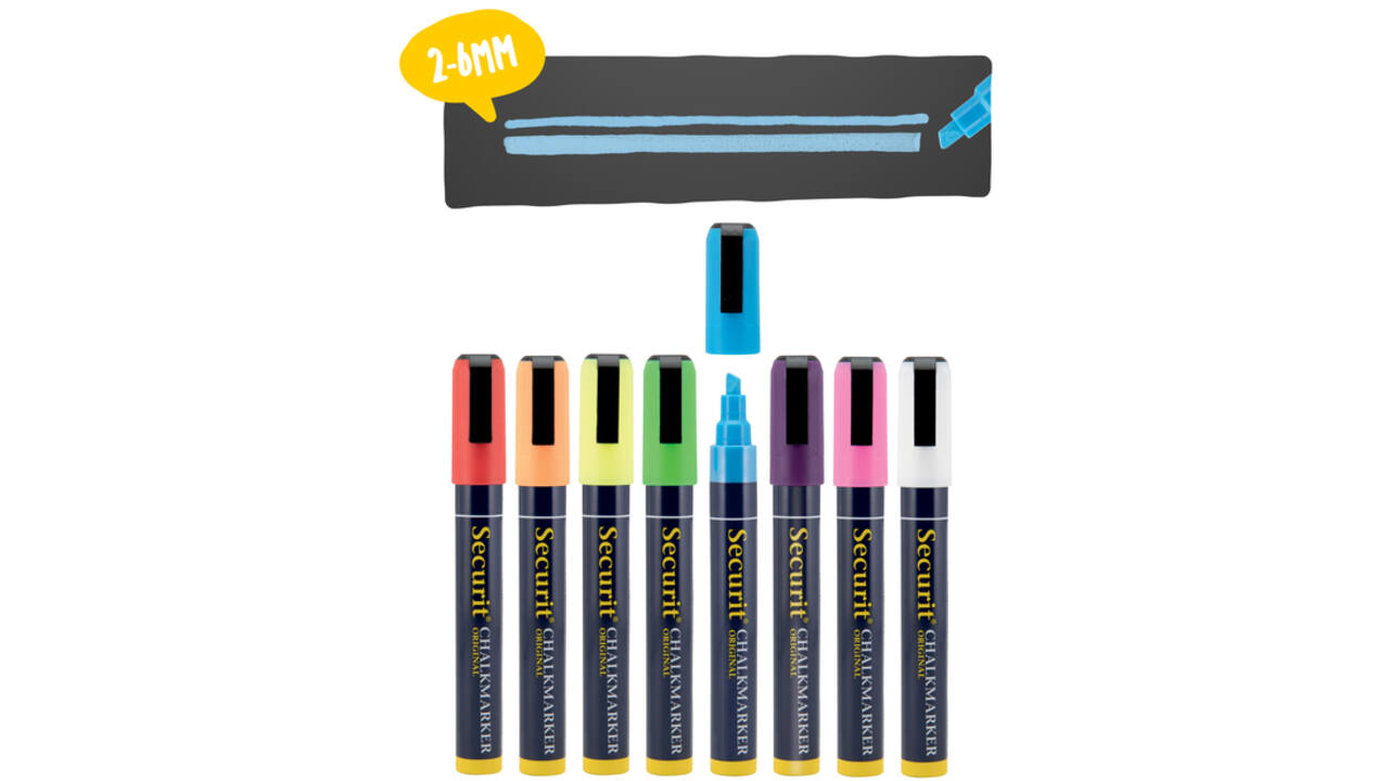 Krijtstift Securit SMA-510 schuin ass 2-6mm blister à 8st