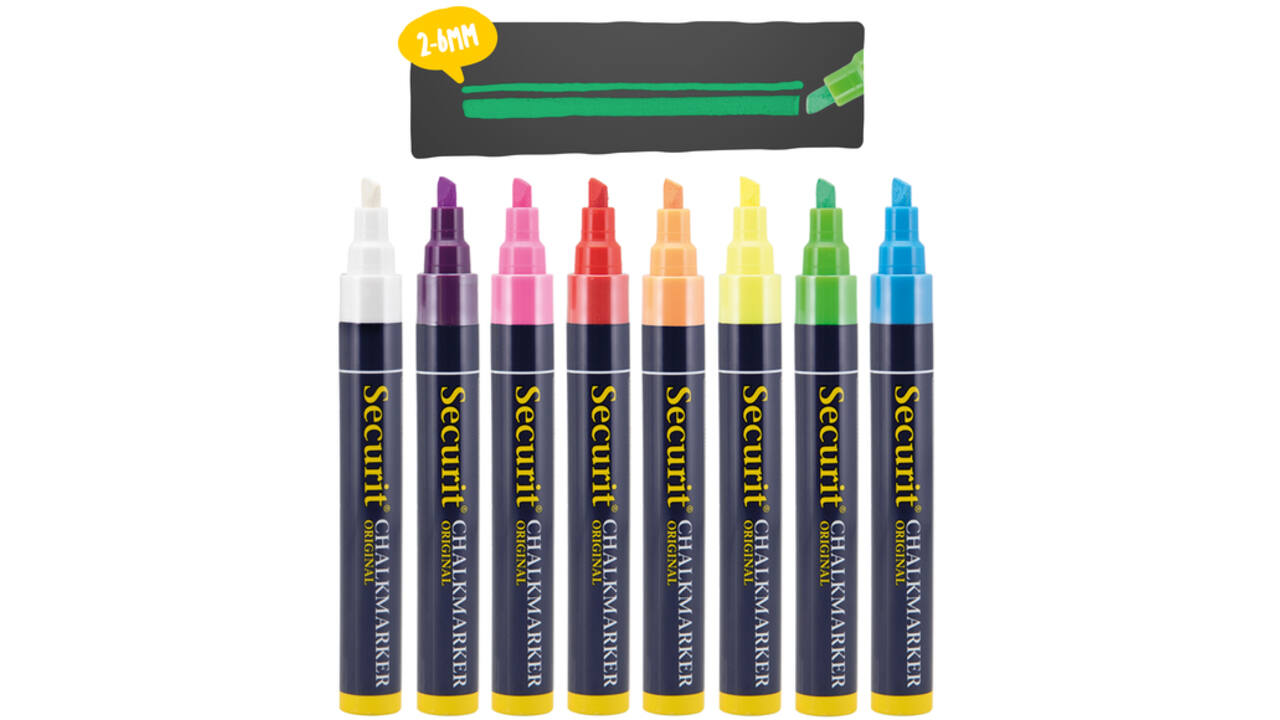 Krijtstift Securit SMA-510 schuin ass 2-6mm blister à 8st