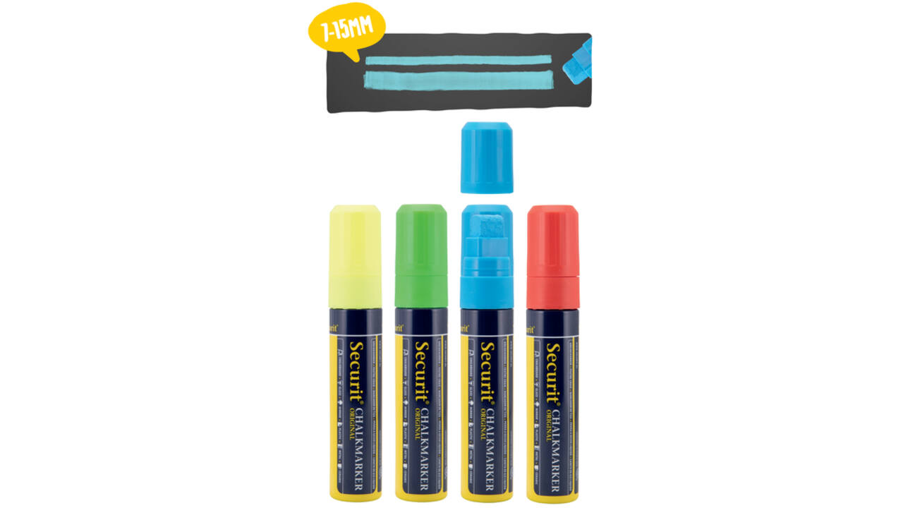 Krijtstift Securit SMA-720 blok ass 7-15mm blister à 4st
