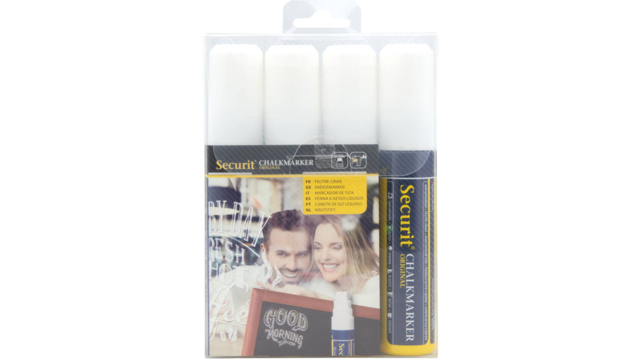 Krijtstift Securit SMA-720 blok wit 7-15mm blister à 4st