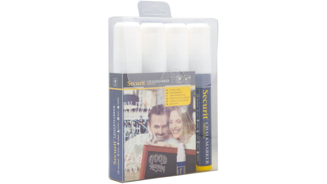 Krijtstift Securit SMA-720 blok wit 7-15mm blister à 4st