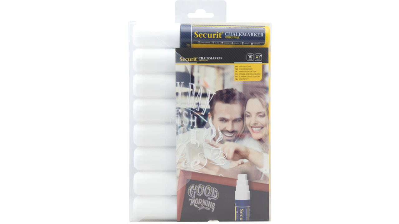 Krijtstift Securit SMA-720 blok wit 7-15mm blister à 8st