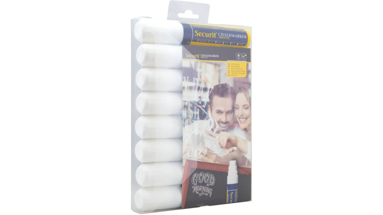 Krijtstift Securit SMA-720 blok wit 7-15mm blister à 8st